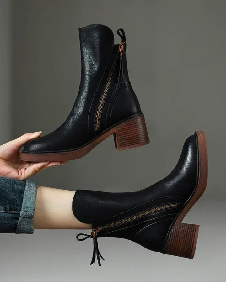 Emanuela | Ghete din piele cu toc confortabil