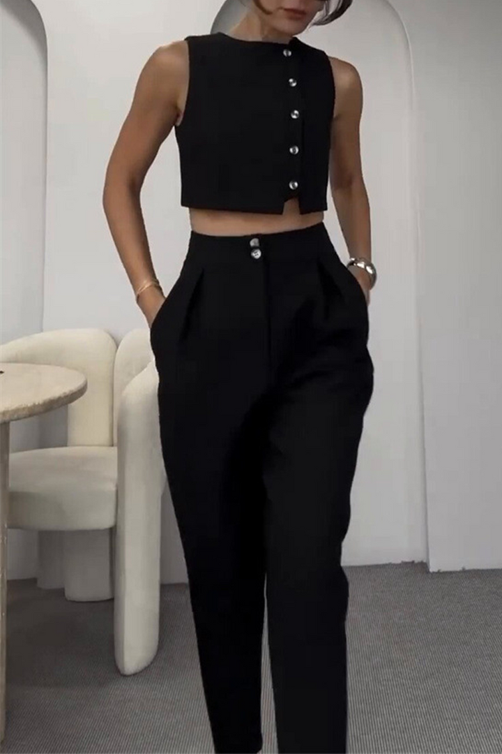 CYRA – COMPLET CASUAL DIN DOUĂ PIESE, FĂRĂ MÂNECI