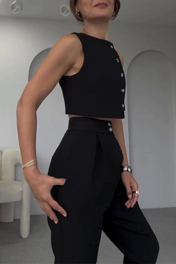 CYRA – COMPLET CASUAL DIN DOUĂ PIESE, FĂRĂ MÂNECI