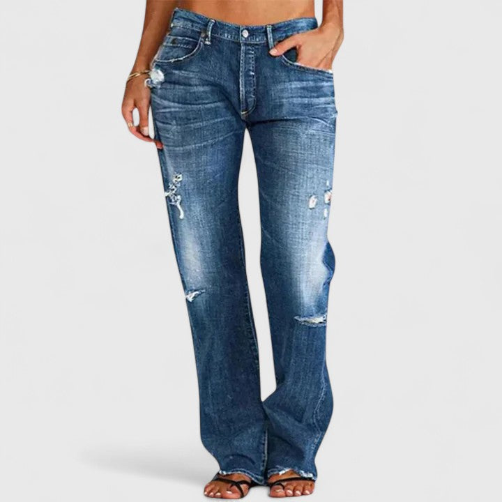 DAKOTA – JEANSI BOOTCUT DISTRESATI CU VIBE VINTAGE
