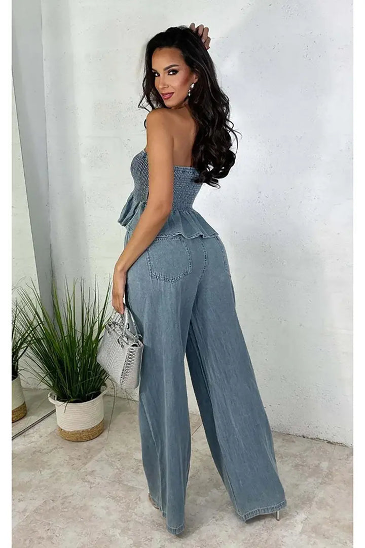 ISLA – COMPLET STILAT DIN DENIM FORMAT DIN DOUĂ PIESE