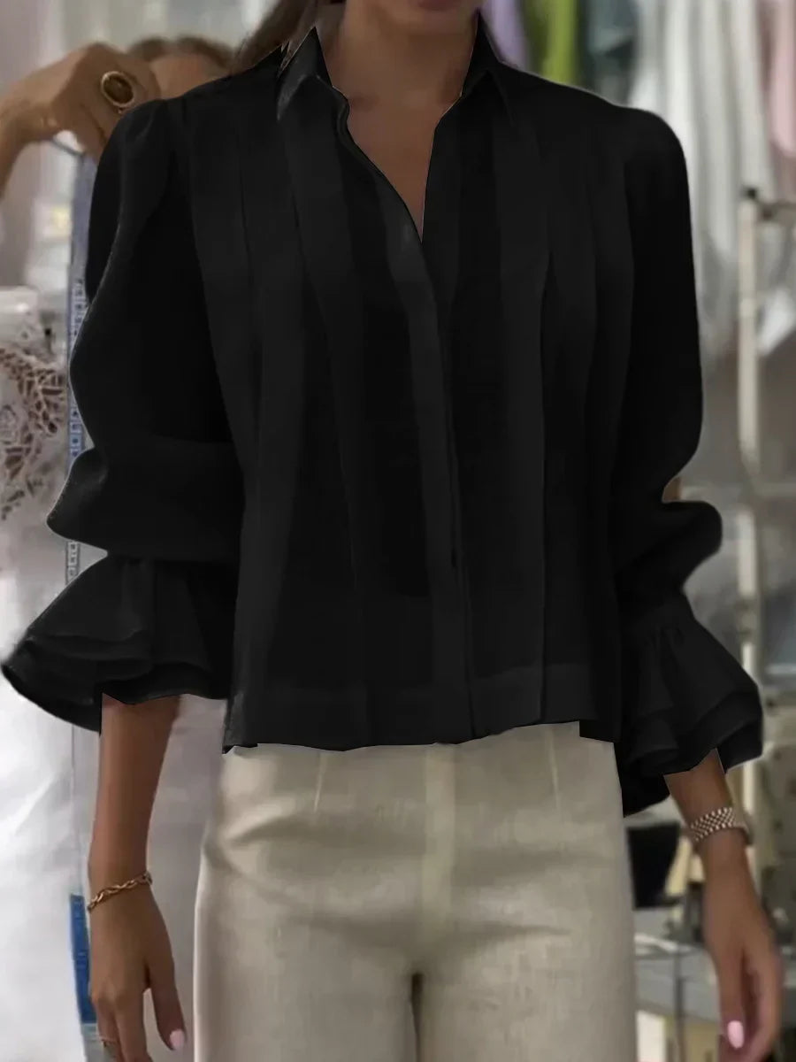 NORA | Bluză Elegantă din Bumbac Plisată