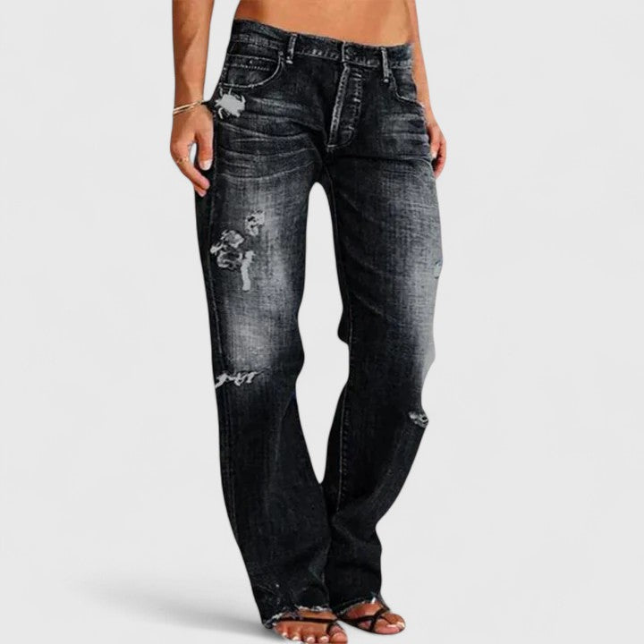 DAKOTA – JEANSI BOOTCUT DISTRESATI CU VIBE VINTAGE