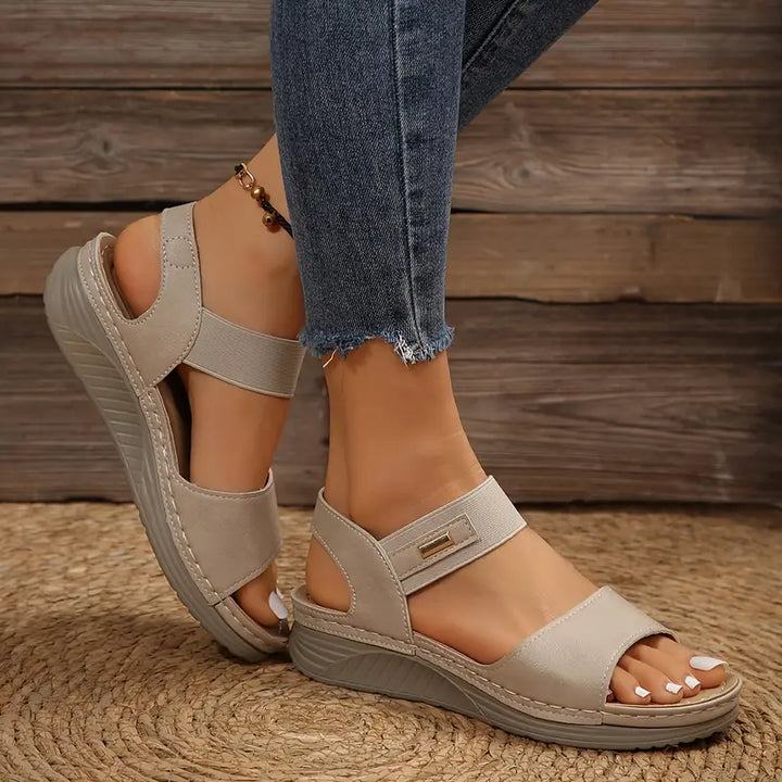 Paige - Sandale cu toc wedge confortabile și căptușite