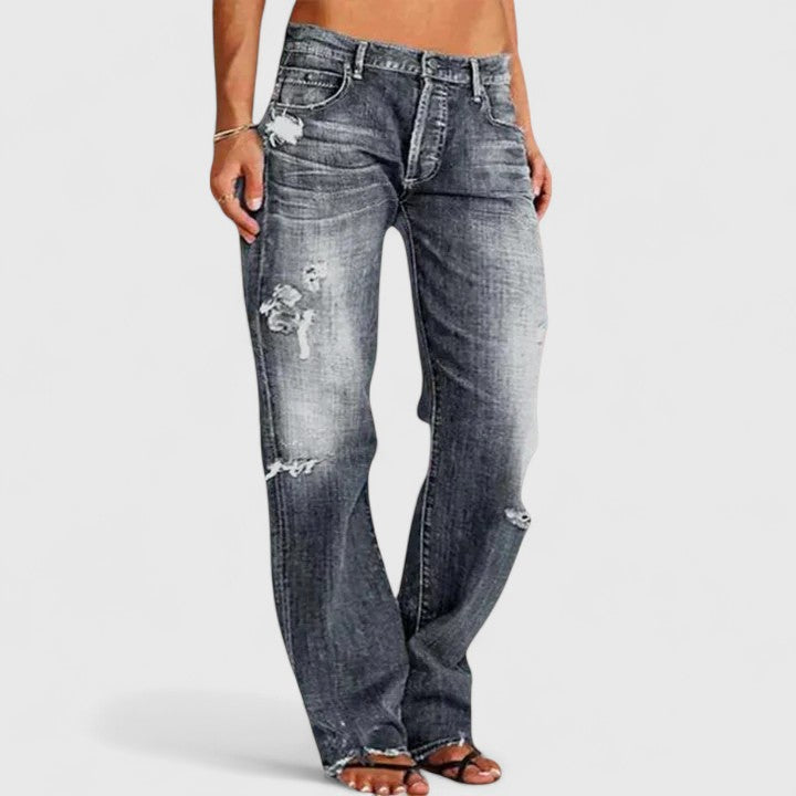 DAKOTA – JEANSI BOOTCUT DISTRESATI CU VIBE VINTAGE