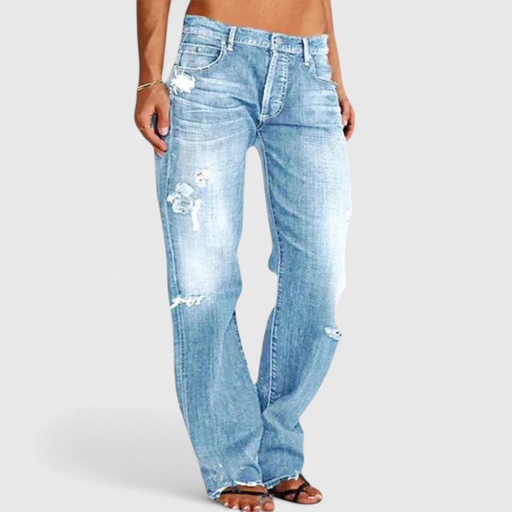 DAKOTA – JEANSI BOOTCUT DISTRESATI CU VIBE VINTAGE