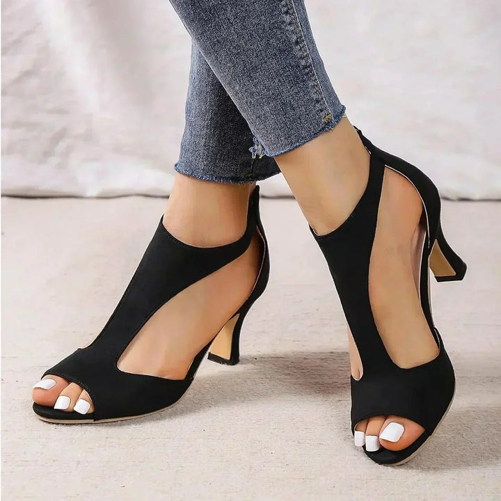 Bella - Sandale Stiletto cu Fermuar Pe Spate