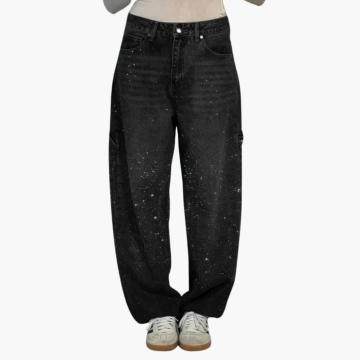 Victoria | Jeans cu Talie Înaltă și Glitter