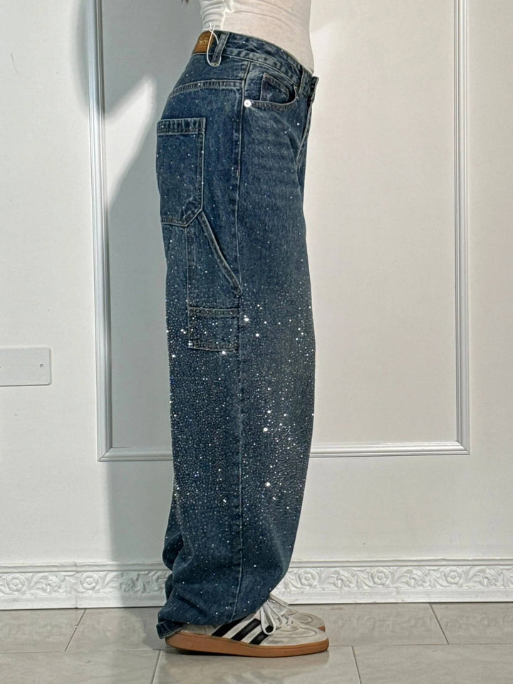 Victoria | Jeans cu Talie Înaltă și Glitter