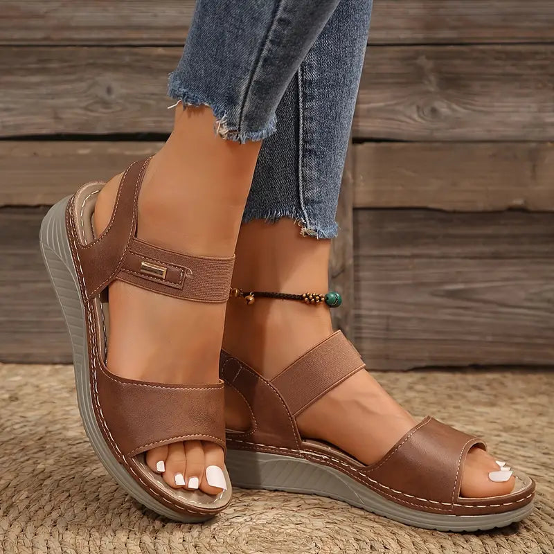 Paige - Sandale cu toc wedge confortabile și căptușite