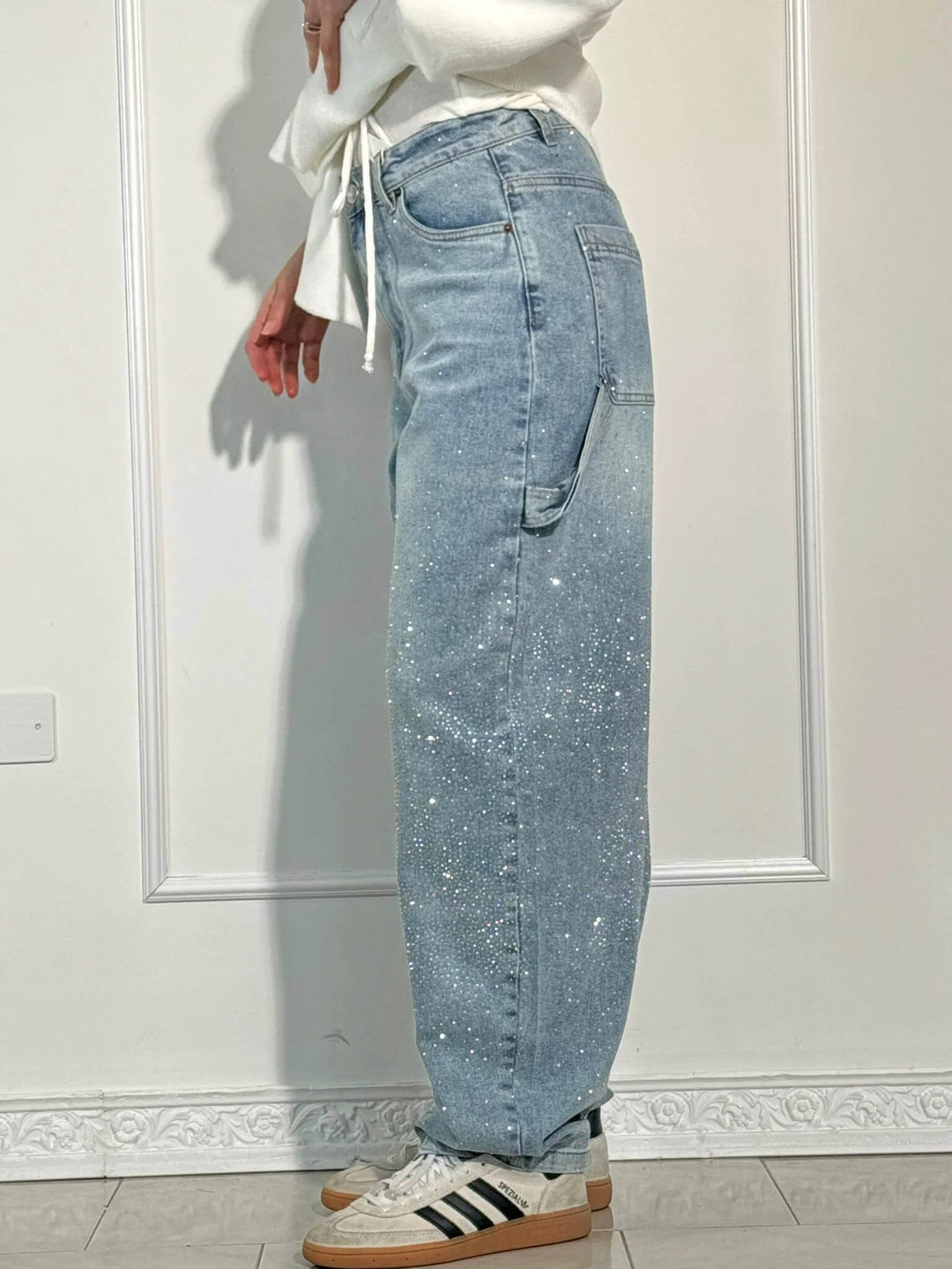 Victoria | Jeans cu Talie Înaltă și Glitter