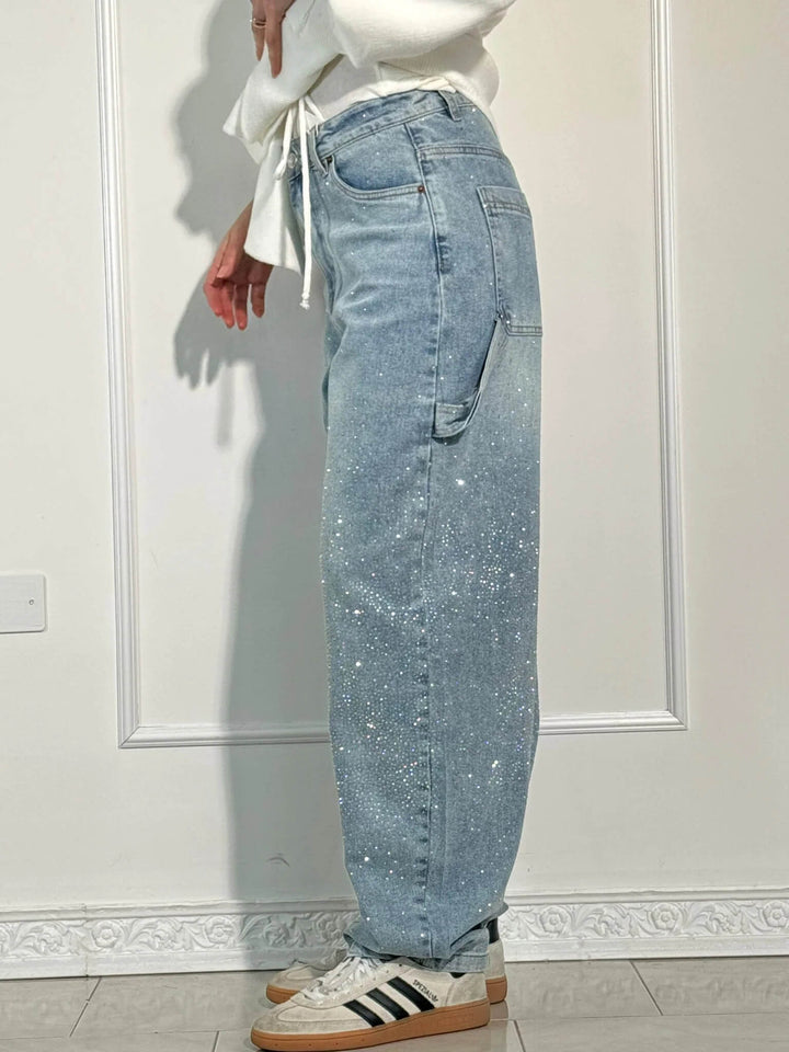Victoria | Jeans cu Talie Înaltă și Glitter