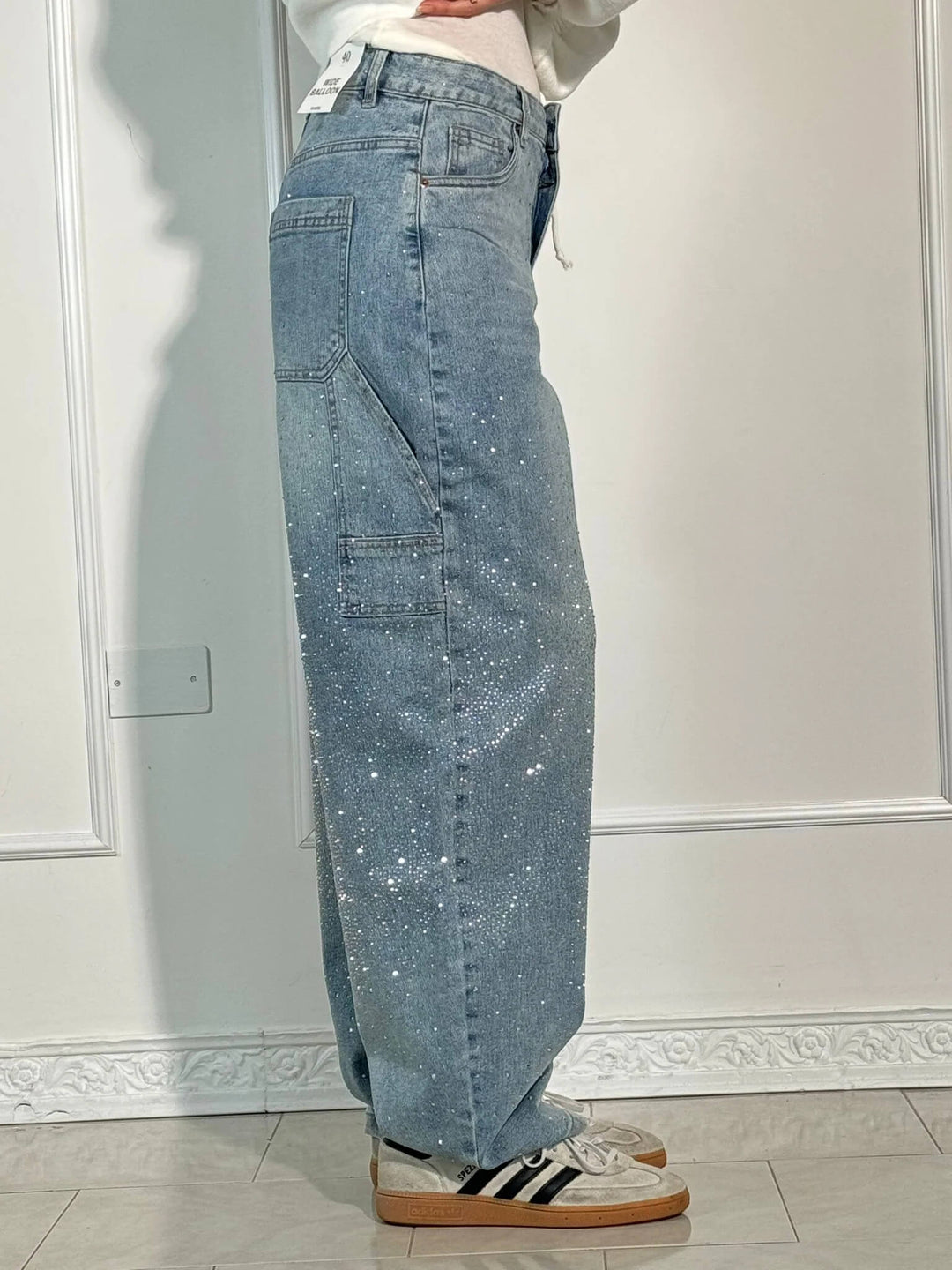 Victoria | Jeans cu Talie Înaltă și Glitter
