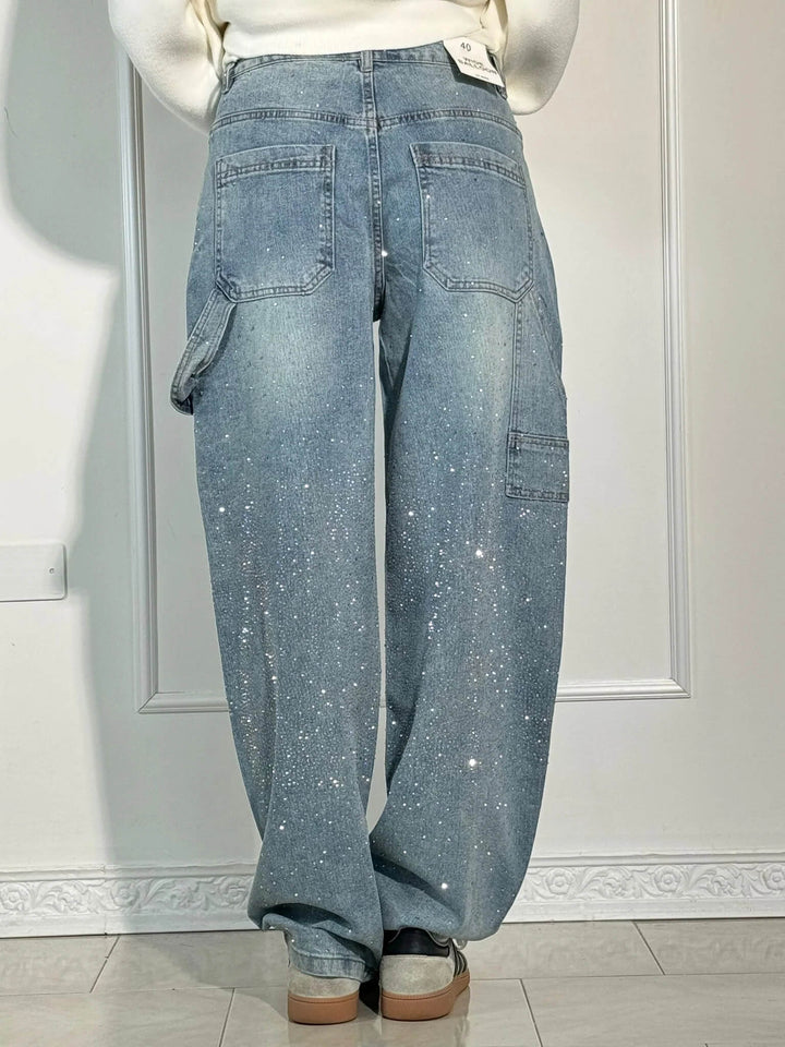 Victoria | Jeans cu Talie Înaltă și Glitter