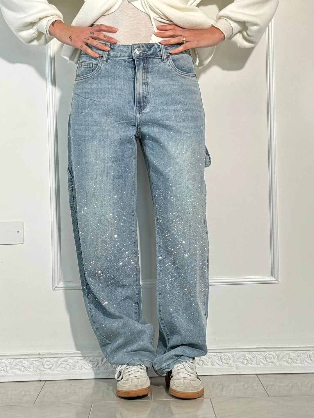 Victoria | Jeans cu Talie Înaltă și Glitter