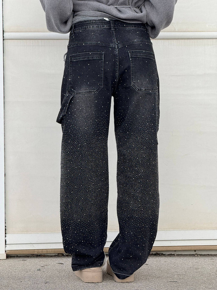 Victoria | Jeans cu Talie Înaltă și Glitter