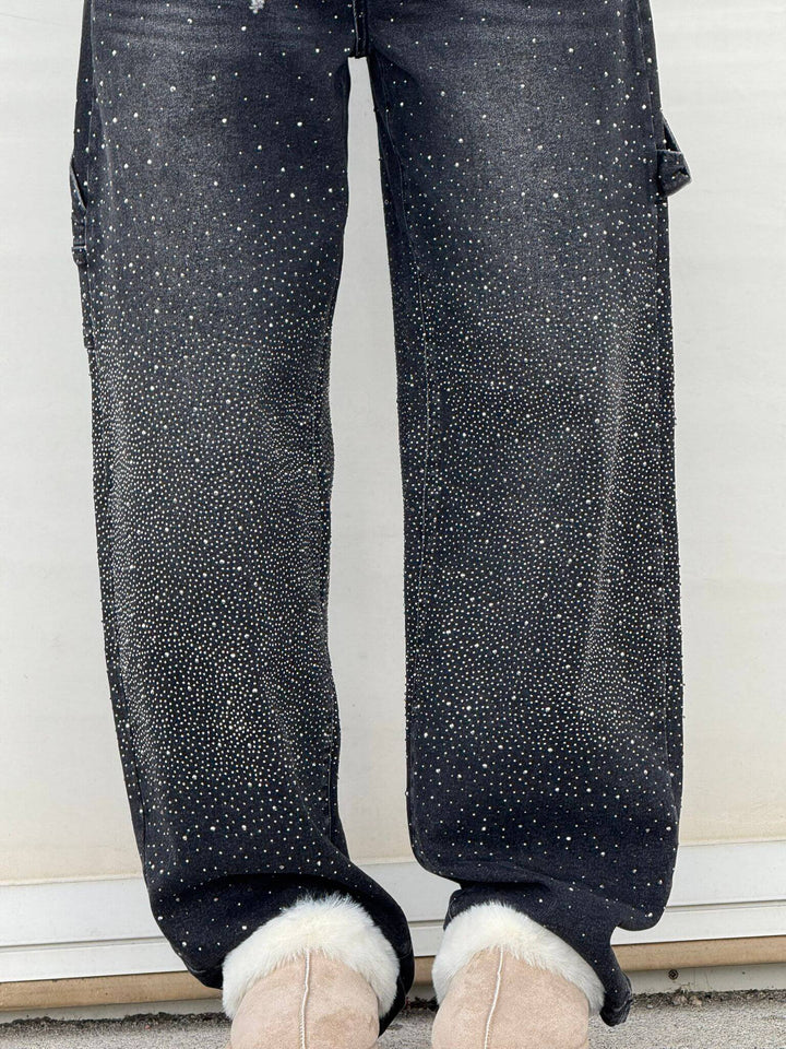 Victoria | Jeans cu Talie Înaltă și Glitter