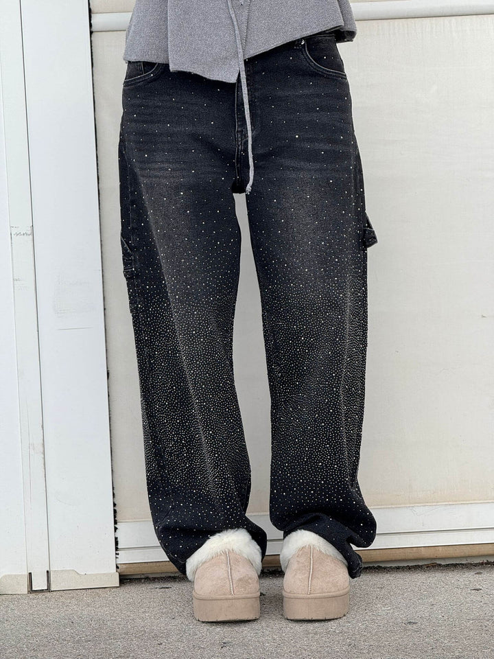 Victoria | Jeans cu Talie Înaltă și Glitter