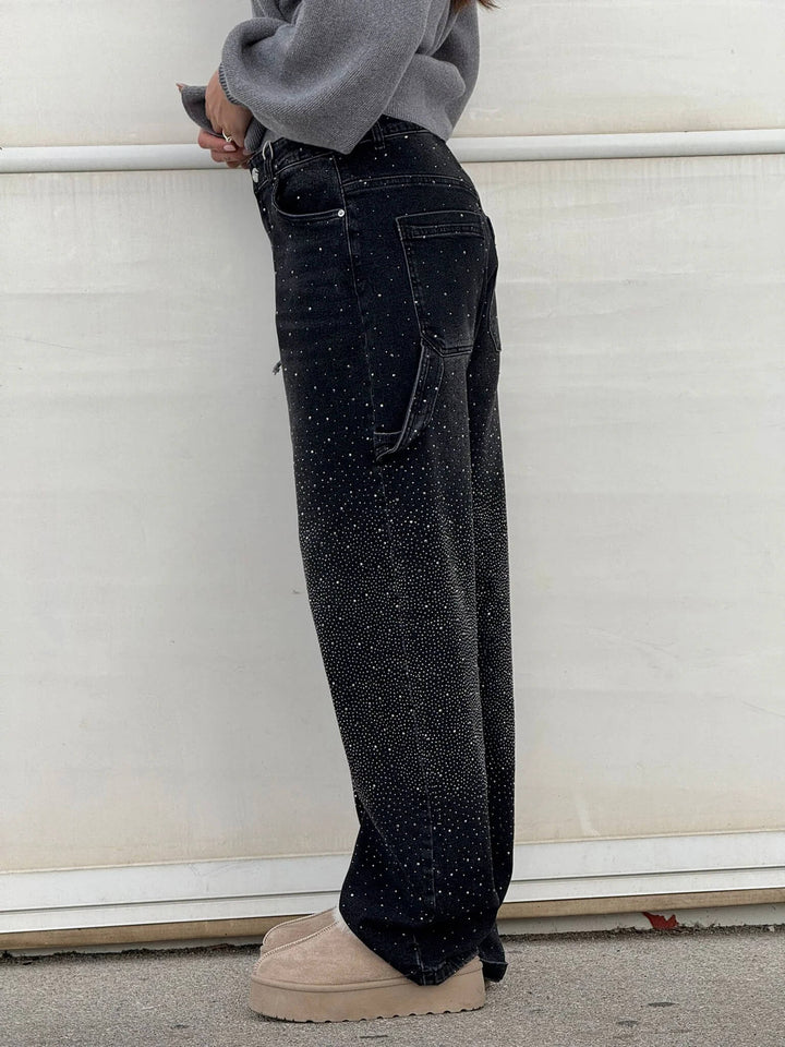 Victoria | Jeans cu Talie Înaltă și Glitter