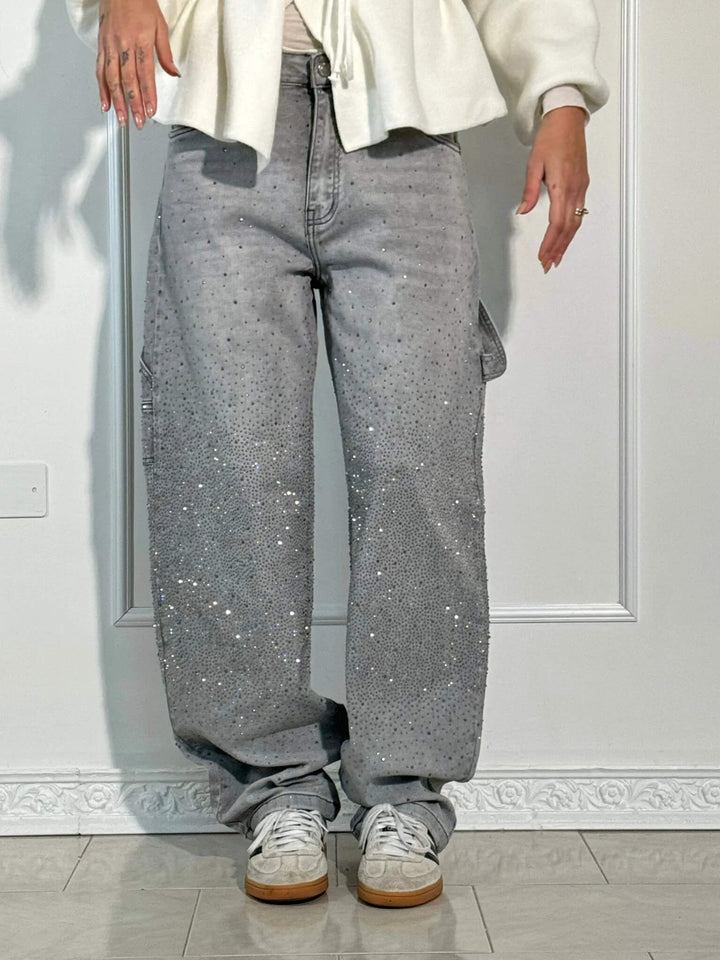 Victoria | Jeans cu Talie Înaltă și Glitter