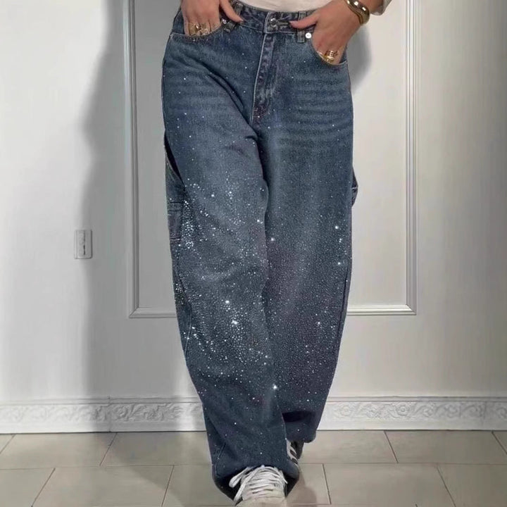 Raphaelle | Pantaloni Cargo Denim Trendy cu Stele