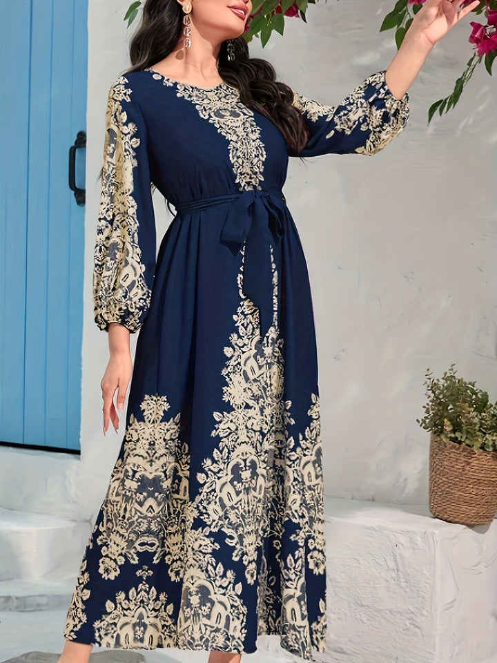 TOVE – ROCHIE LUNGĂ DIN MATERIAL UȘOR, CU DECOLTEU ÎN V, CULOARE BLEUMARIN