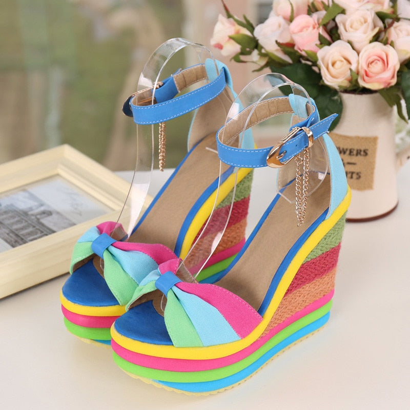 Monica | Sandale wedge colorate și elegante pentru vară
