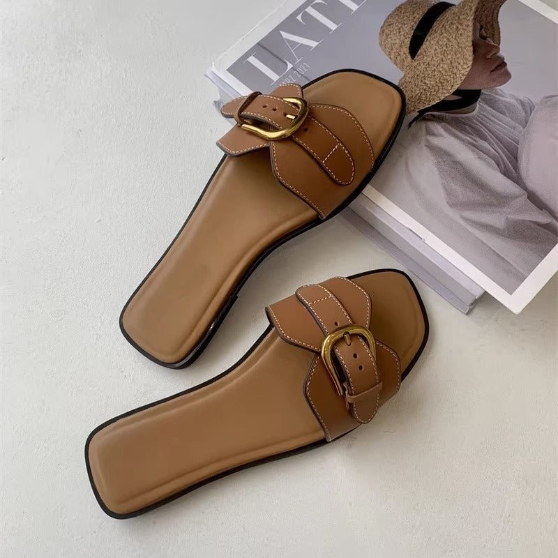Erica | Sandale plate elegante cu cataramă