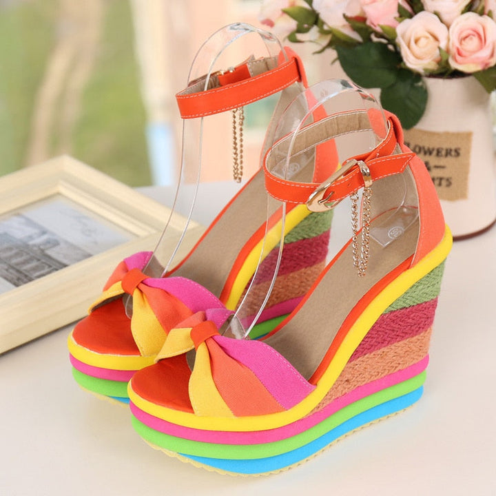 Monica | Sandale wedge colorate și elegante pentru vară
