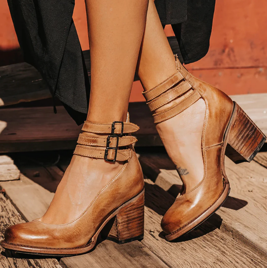Zoey - Eleganță Vintage Pantofi cu Toc din Piele