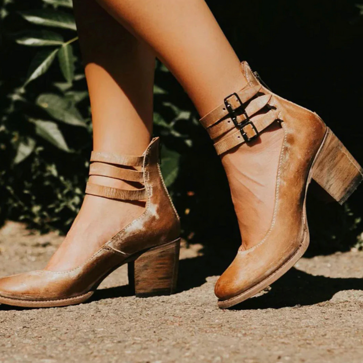 Zoey - Eleganță Vintage Pantofi cu Toc din Piele