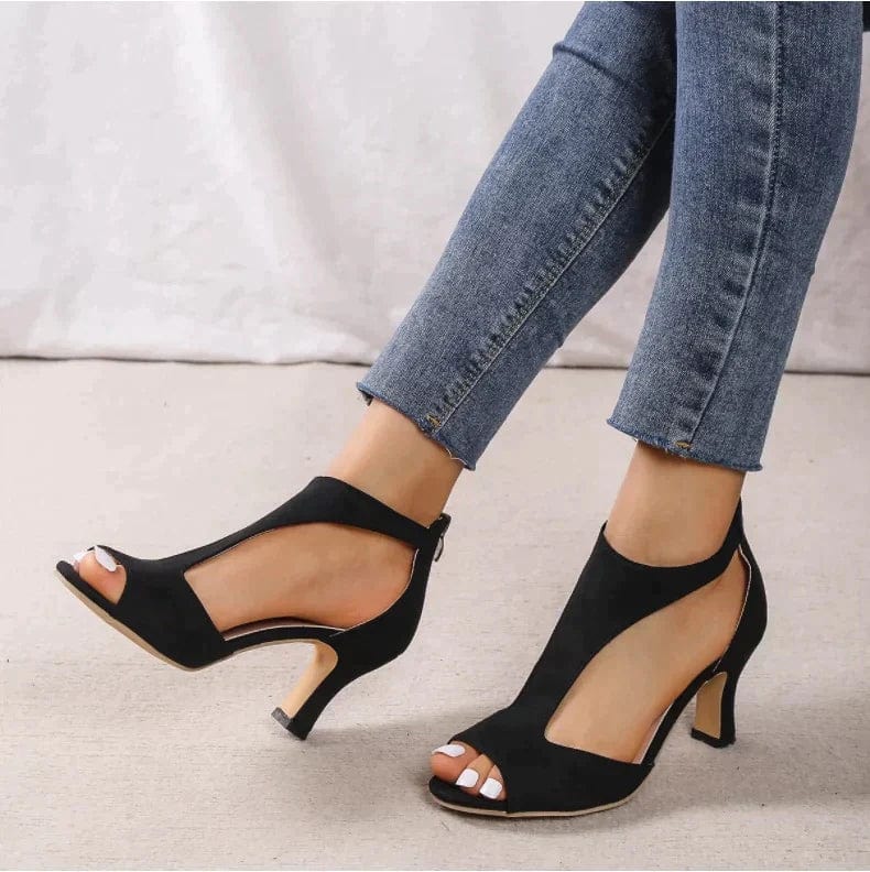 Bella - Sandale Stiletto cu Fermuar Pe Spate