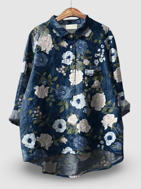 Oceana | Cămașă casual din bumbac cu imprimeu floral pentru femei