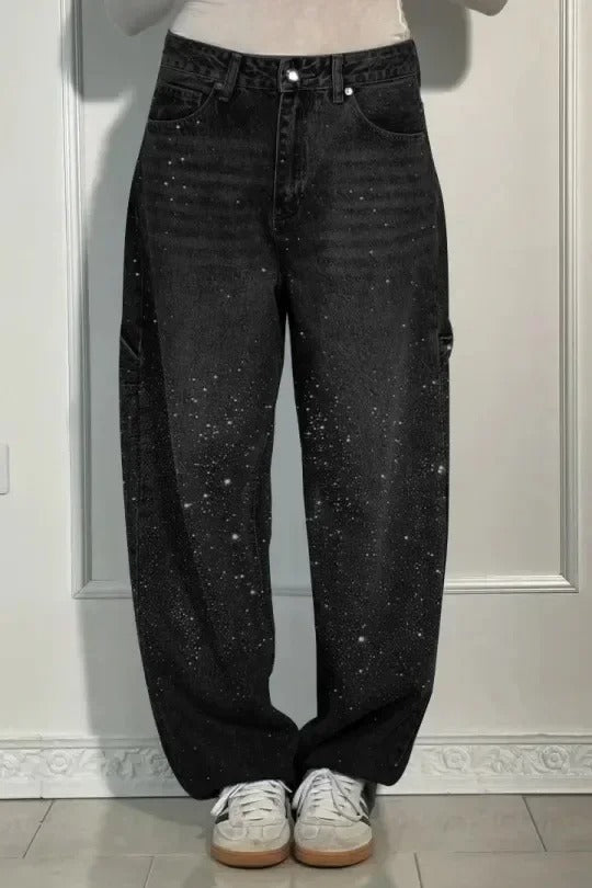 Victoria | Jeans cu Talie Înaltă și Glitter
