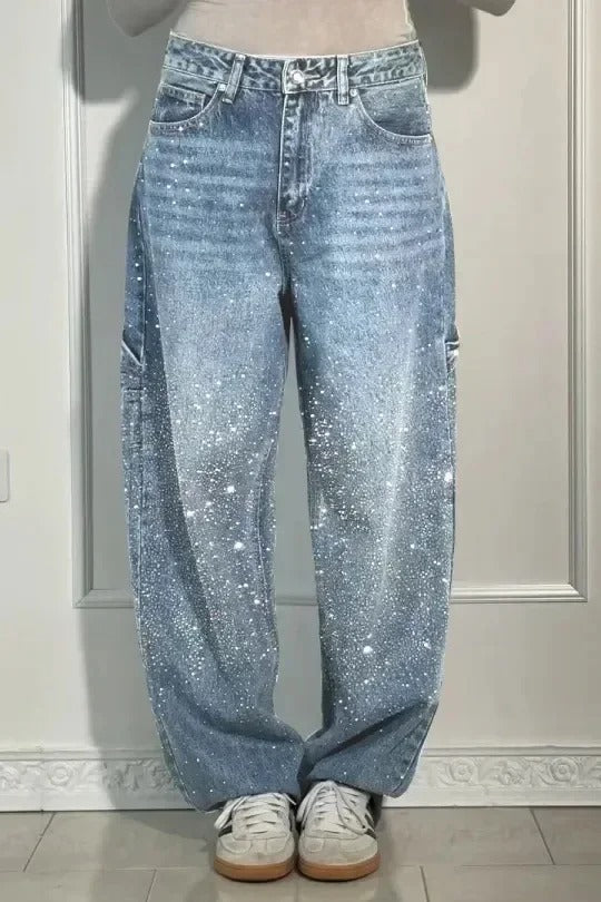Victoria | Jeans cu Talie Înaltă și Glitter