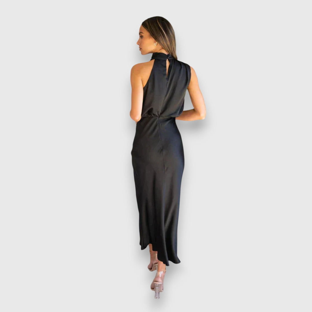 Daisy | Rochie Elegantă din Satin cu Guler Halter