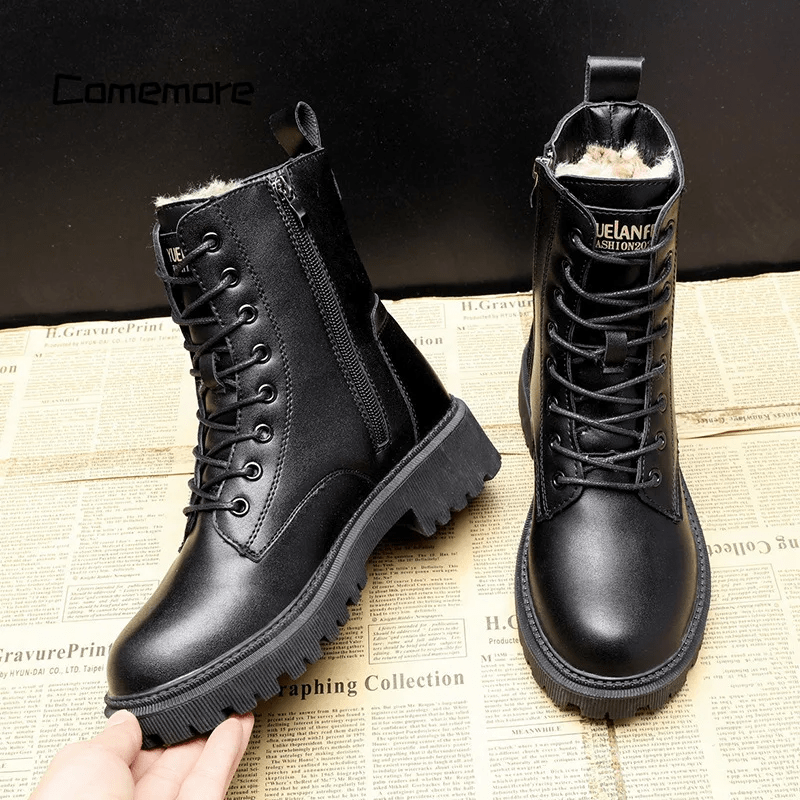 Helena™ - Botine cu șireturi și interior căptușit