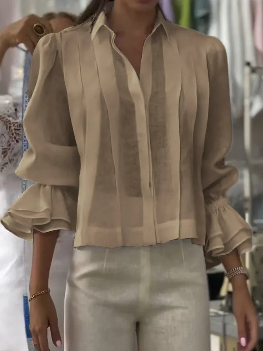 NORA | Bluză Elegantă din Bumbac Plisată