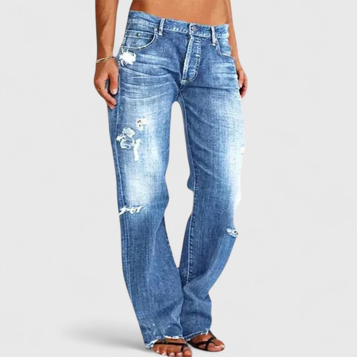 DAKOTA – JEANSI BOOTCUT DISTRESATI CU VIBE VINTAGE