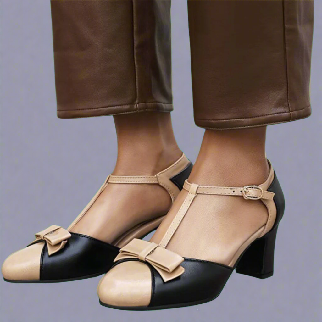Mirèla – Pantofi cu Toc cu Note Retro