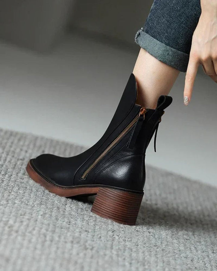 Emanuela | Ghete din piele cu toc confortabil