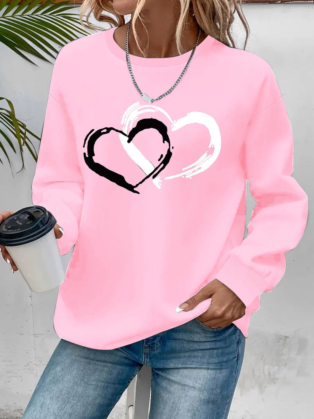 ZOEY – SWEATSHIRT GRAFIC CU DOUĂ INIMI