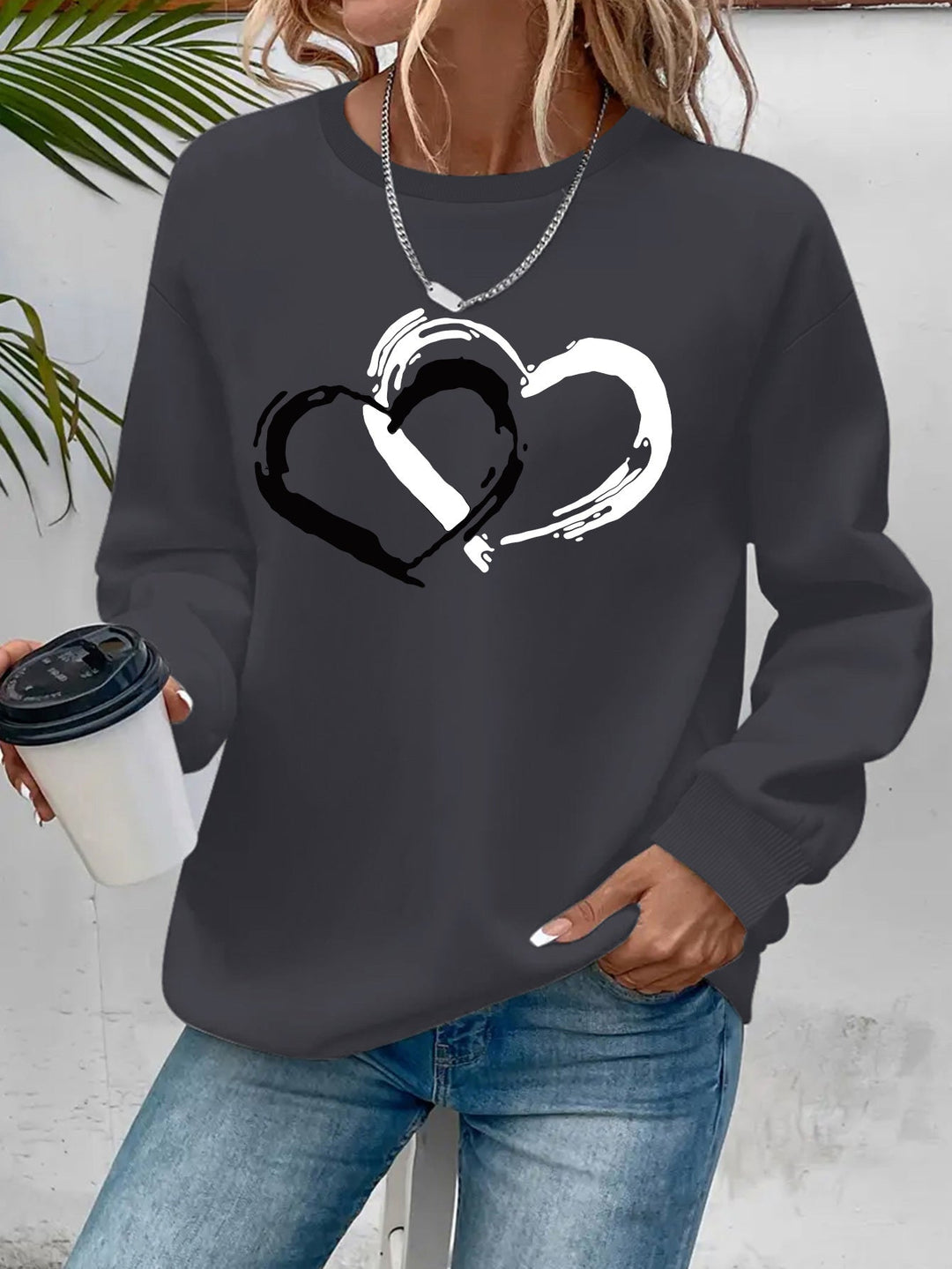 ZOEY – SWEATSHIRT GRAFIC CU DOUĂ INIMI
