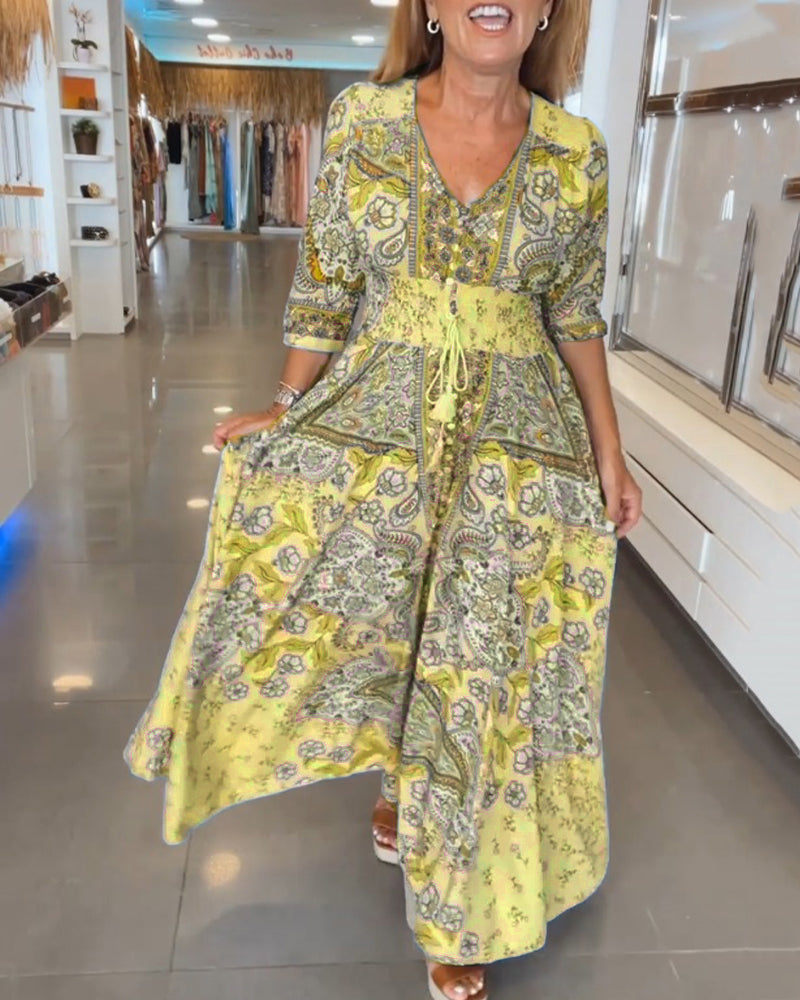 Mia – Rochie de Vacanță Elegantă cu Decolteu în V