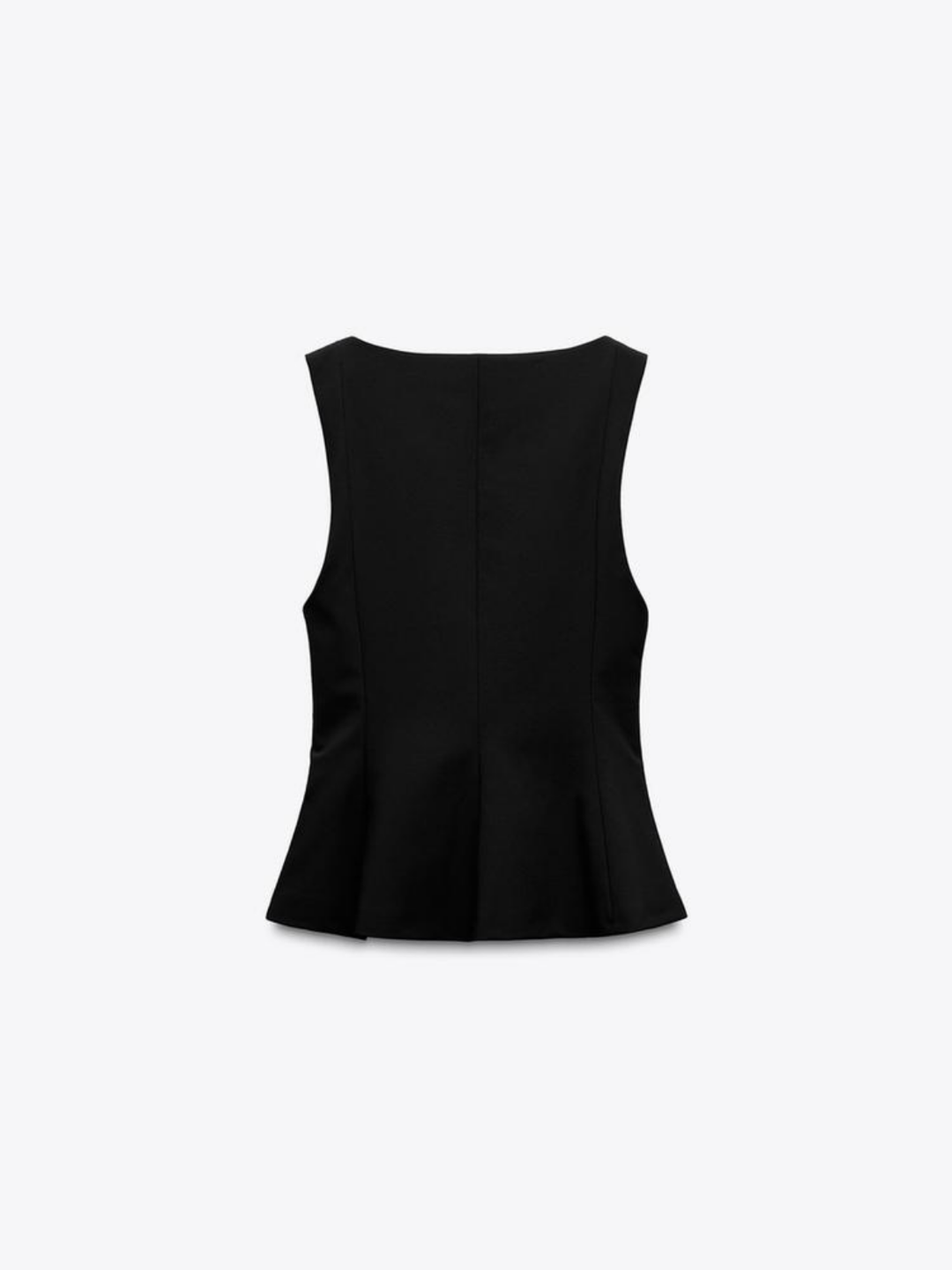 Top peplum fără mâneci cu guler pătrat, slim-fit
