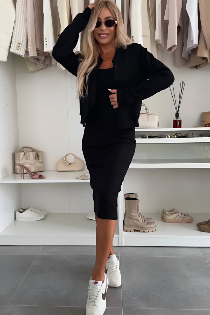 Manon | Rochie Midi Confortabilă & Vest