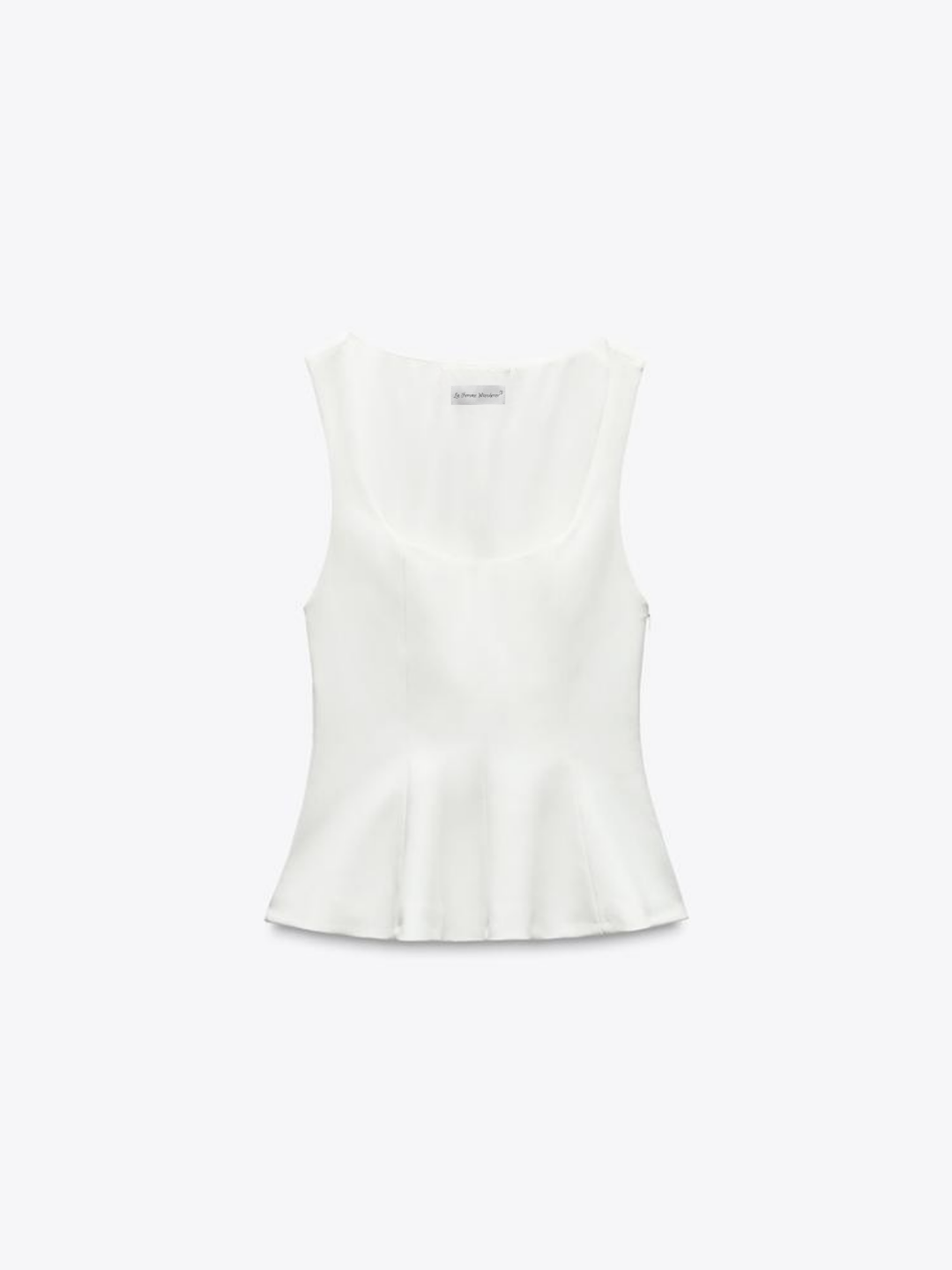 Top peplum fără mâneci cu guler pătrat, slim-fit