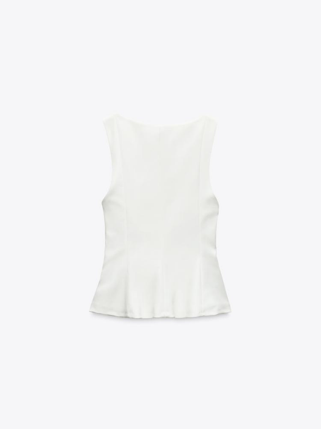 Top peplum fără mâneci cu guler pătrat, slim-fit