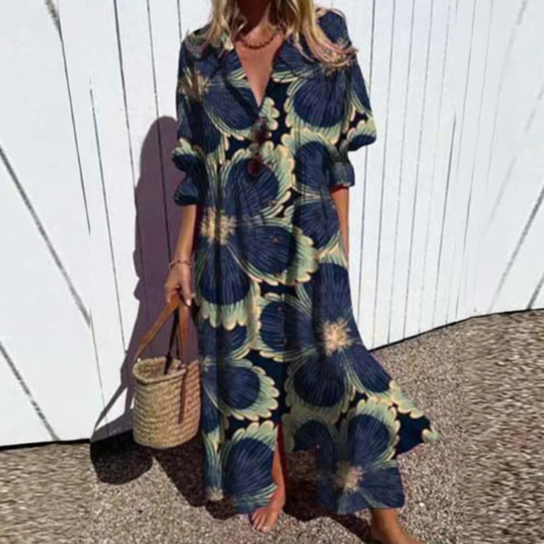 ISLA – ROCHIE MAXI CU BUTON ÎN VÂNTUL DE PE COASTĂ