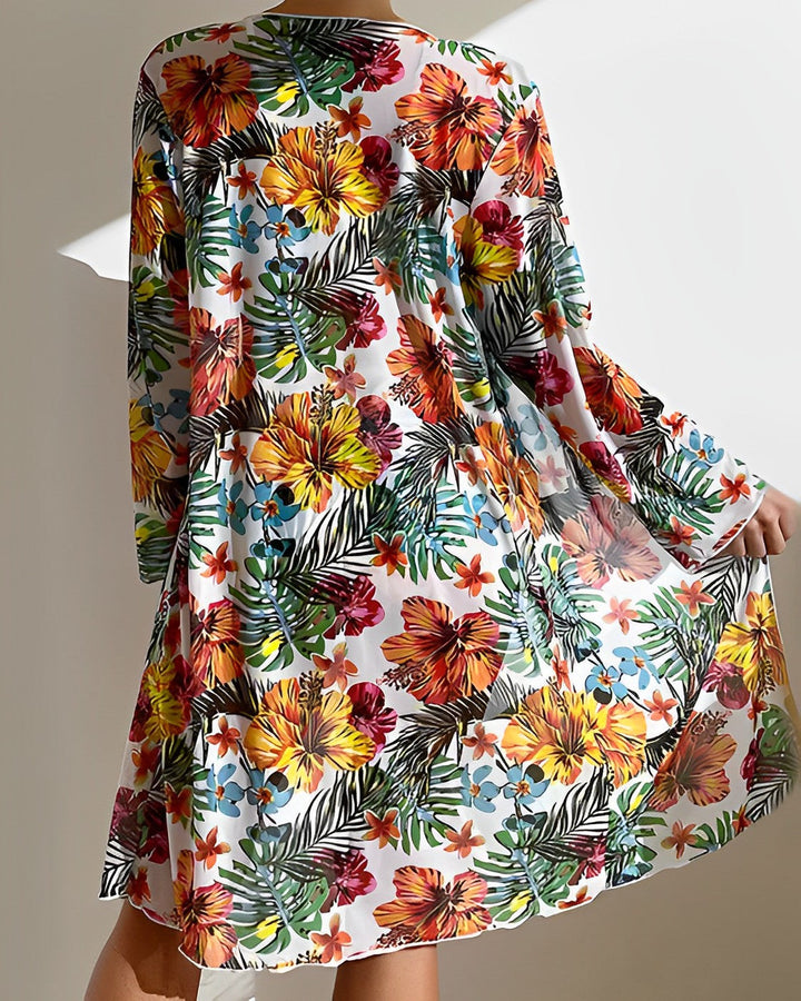 ALANI – COMPLET BIKINI CU PRINT TROPICAL ȘI CAPA